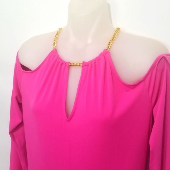 NWT!!! Michael Kors Cold Shoulder Fit & Flare Dress Size M #004 - Picture 2 of 5